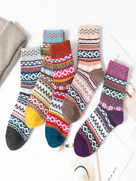 

Casual Paisley All Season Cotton Anti-Bacterial Household Best Sell Over the Calf Socks Regular Socks for Women, Brick red, Socks