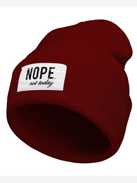 

Nope Not Today Text Letter Beanie Hat, Wine red, Women's Hats