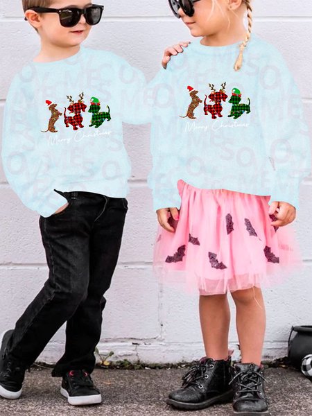 

Christmas Crew Neck Regular Fit Parents & Children Matching UV Color Changing Sweatshirts, Light blue, Kid's Sweatshirts