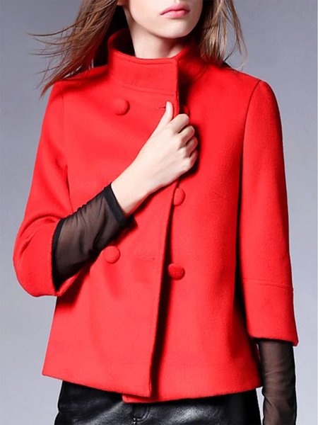 

Three Quarter Regular Fit Casual Overcoat, Red, Coats