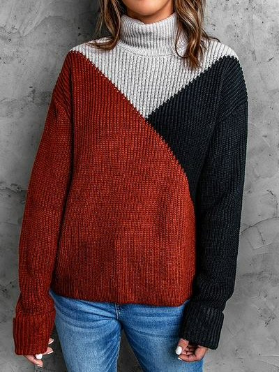 

Wool/Knitting Color Block Casual Sweater, Multicolor, Sweaters