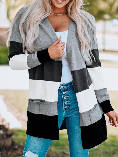 

Wool/Knitting Color Block Casual Other Coat, Gray, Outerwear