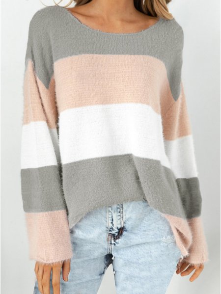 

Casual Color Block Regular Fit Sweater, Gray, Sweaters & Cardigans