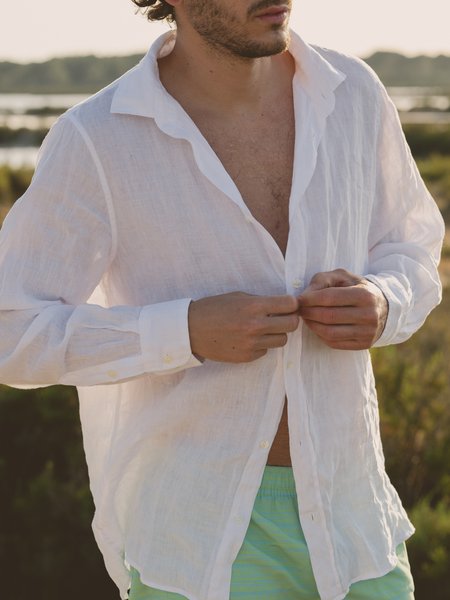 

Cotton And Linen Long Sleeve Shirt, White, Long Sleeve Shirts