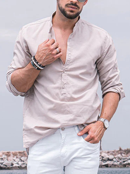 

Plain Cotton Long Sleeve casual Shirt., As picture, Long Sleeve Shirts