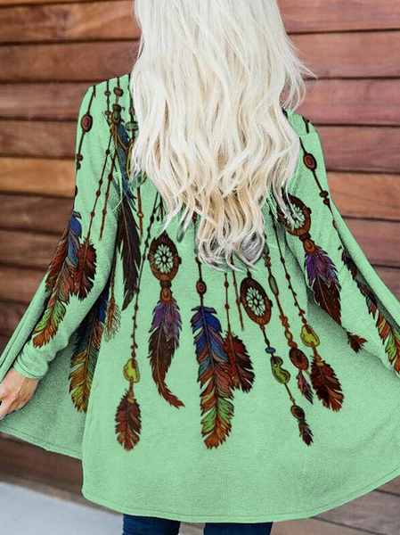

Long Sleeve Cotton-Blend Vintage Cardigan, Green, Cardigans