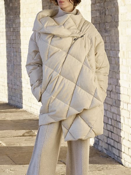 

Long sleeve Turtleneck Elegant Fleece Coat, Apricot, Others