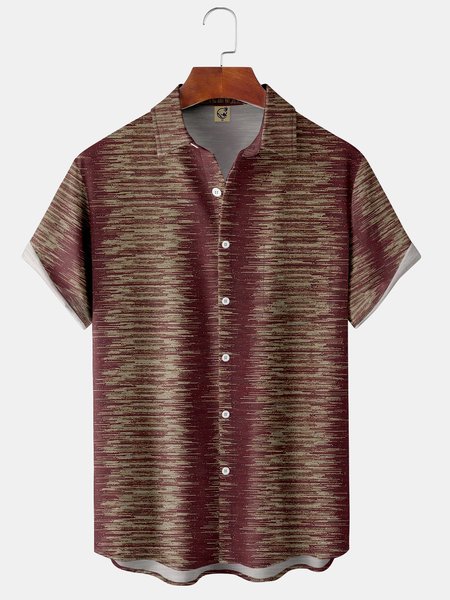 

Abstract Texture Chest Pocket Short Sleeve Shirt, Red, Men Shirts