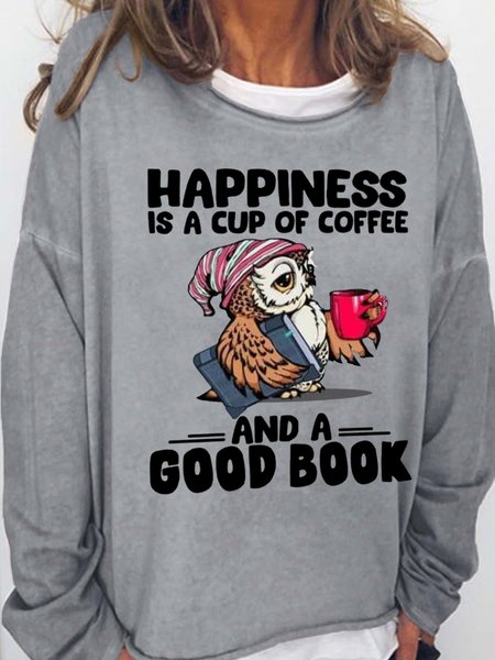 

Happiness Is A Cup Of Coffee And A Good Book Women's Sweatshirt, Light gray, Hoodies&Sweatshirts