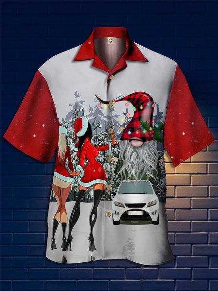 

Christmas Gnomes Camp Shirt, Red, Men Shirts