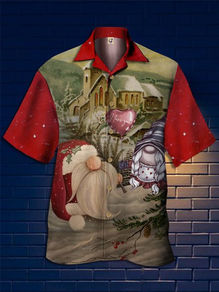 

Christmas Gnomes Camp Shirt, Red, Men Shirts