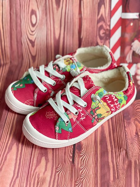 

Christmas Tree Furry Lined Sneakers, Red, Sneakers