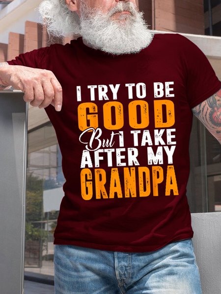 

I Try To Be Good But I Take After My Grandpa Men's Loose T-Shirt, Red, T-shirts