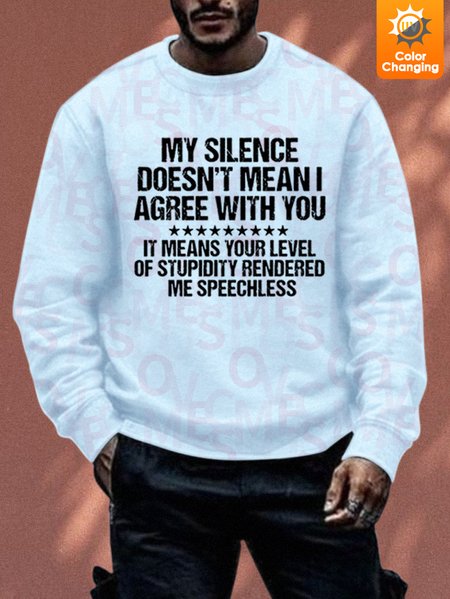 

Unisex My Silence Doesn't Mean I Agree With You Sunlight Sensitive Sweatshirt Casual Loose Couple Outfits, Light blue, Hoodies&Sweatshirts