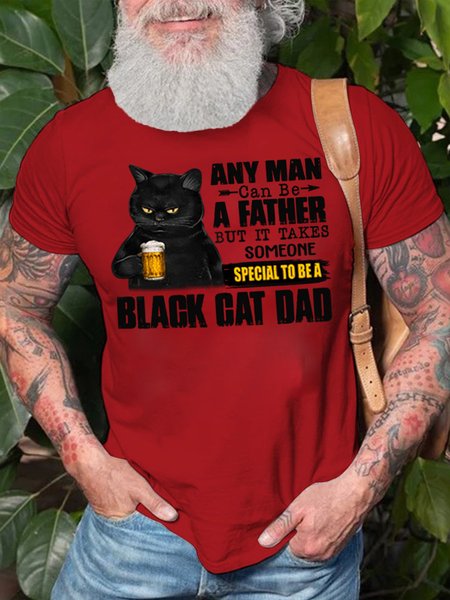 

Any Man Can Be A Father But It Takes Someone Special To Be A Black Cat Dad Men's T-Shirt, Red, T-shirts
