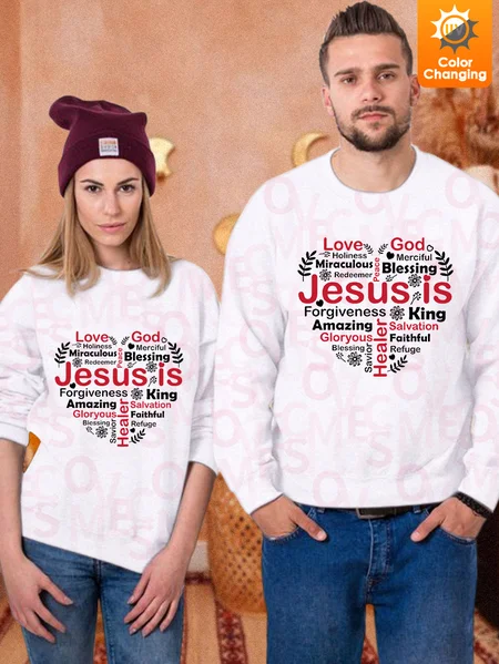 

Unisex Jesus UV Color Changing Sweatshirt, White, Hoodies&Sweatshirts