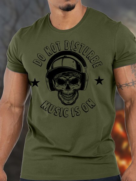 

Lilicloth X Y Do Not Disturbe Music Is On With Skull Men's T-Shirt, Green, T-shirts
