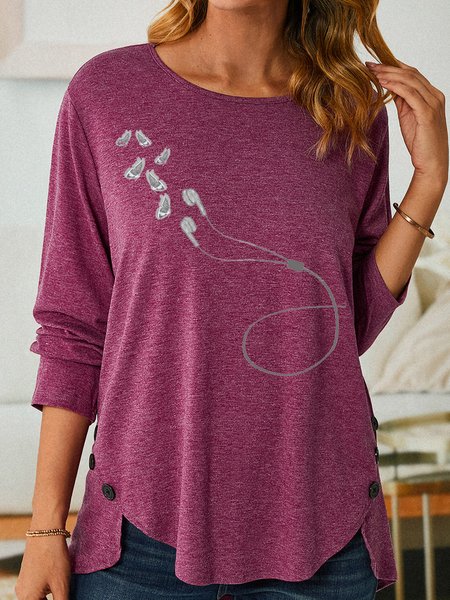

Lilicloth X Vithya Headphone And Butterfly Women's Long Sleeve T-Shirt, Wine red, Long sleeves