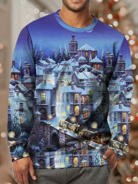 

Men Merry Christmas Santa Claus Moose Casual Christmas Loose Sweatshirt, As picture, Hoodies&Sweatshirts