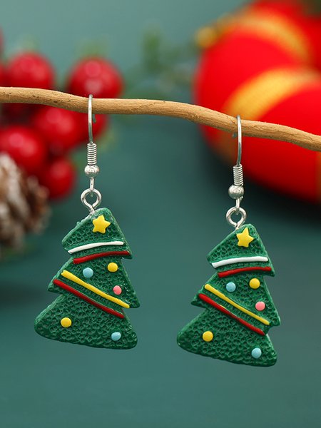 

Christmas Snowman Christmas Tree Santa Pattern Earrings Holiday Party Clothes Decoration Jewelry, Color4, Earrings