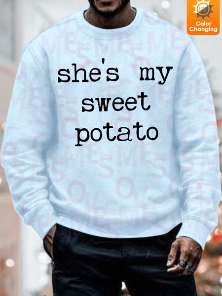 

Unisex Funny Text Letters She Is My Sweet Potato I Yam Couple UV Color Changing Sweatshirt, Light blue, Hoodies&Sweatshirts