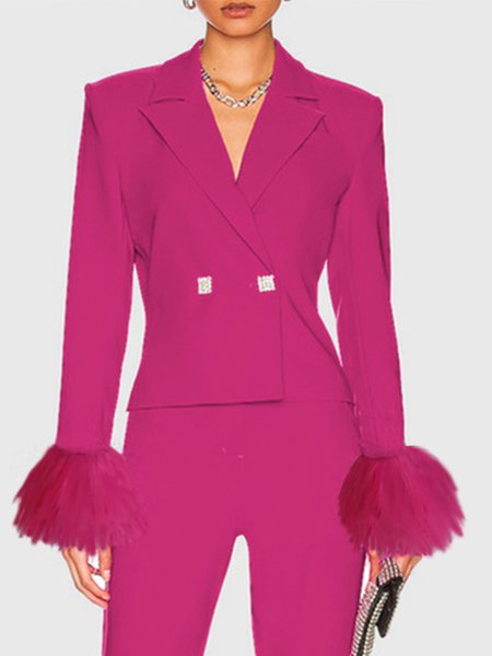 

Urban Shawl Collar Regular Fit Plain Blazer, Rose red, Blazers