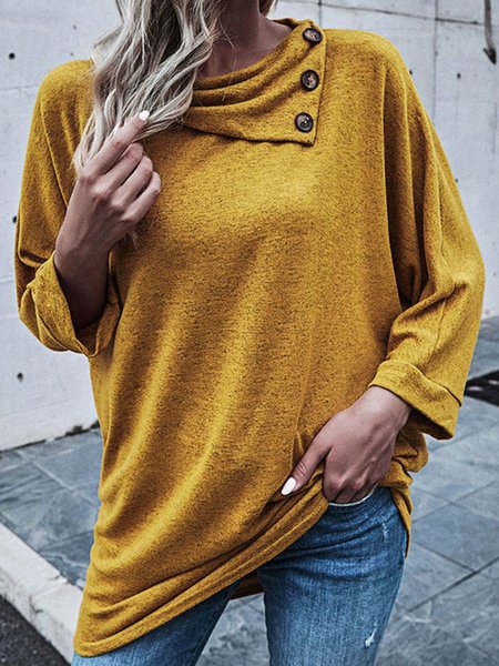 

Casual Asymmetrical Plain Tops, Brown, Tops