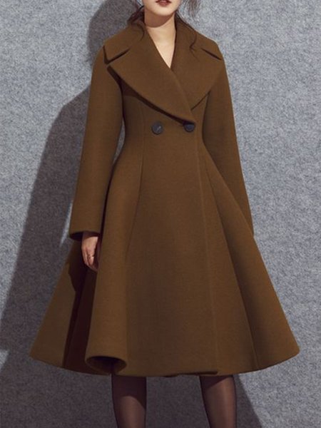 

Long sleeve Plain Regular Fit Elegant Overcoat, Camel, Coats