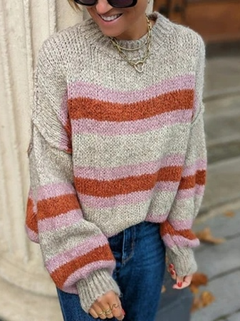 

Geometric Loose Casual Sweater, Multicolor, Sweaters