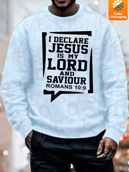 

Unisex Funny Text Letters Jesus Is My Lord And Saviour UV Color Changing Sweatshirt, Light blue, Hoodies&Sweatshirts