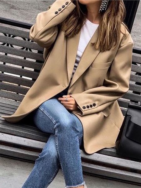 

Long sleeve Shawl Collar Casual Blazer, Camel, Blazers