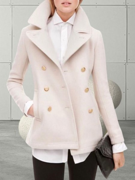

Long sleeve Regular Fit Shawl Collar Overcoat, Apricot, Coats