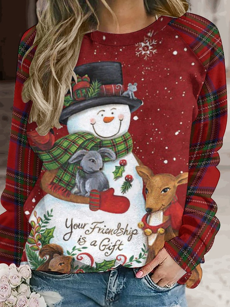 

Womens Christmas Snowman Crew Neck Sweatshirt, As picture, Hoodies&Sweatshirts