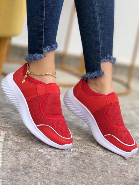 

Plus Size Split Joint Slip On Sneakers, Red, Sneakers