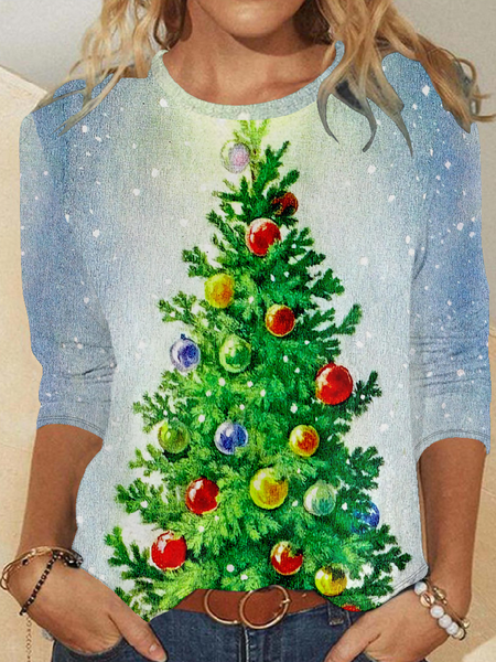 

Women Christmas Tree Long sleeve Top, Green, Long sleeves