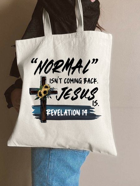 

Normal Isn't Coming Back Jesus Is Revelation Faith Graphic Shopping Tote, White, Bags