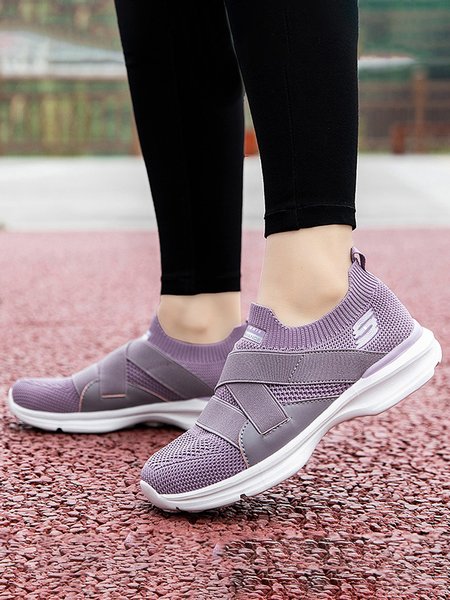 Comfortable Split Joint Flyknit Sneakers, Light purple, Sneakers