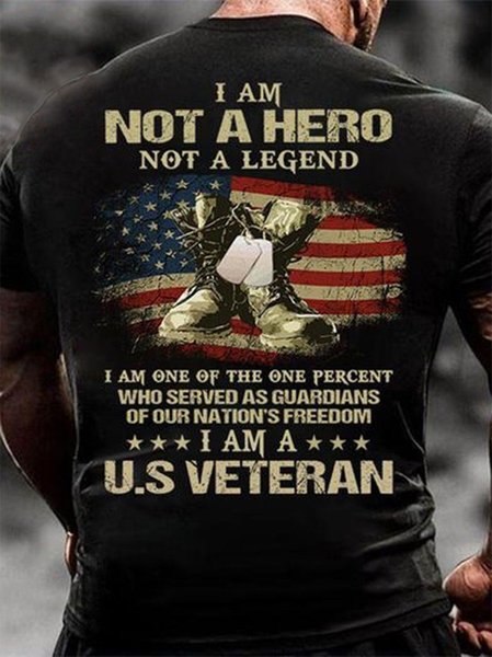 Men's Us Veteran I Am Not A Hero Not A Legend Classic T-Shirt, Black, T-shirts