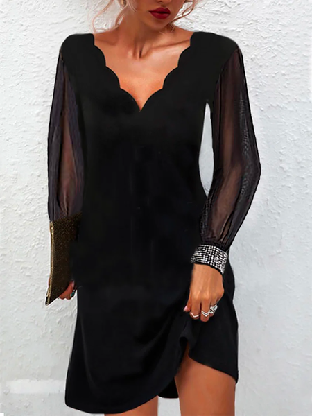 

Long Sleeve Party Dress, Black, Dresses