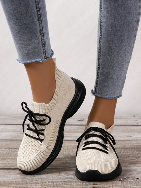 

Comfortable Slip On Flyknit Sneakers, Off white, Sneakers