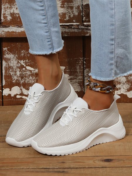 

Plus Size Color Block Mesh Fabric Sneakers, Apricot, Sneakers