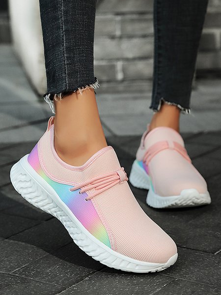 

Color Block Mesh Fabric Sneakers, Pink, Sneakers