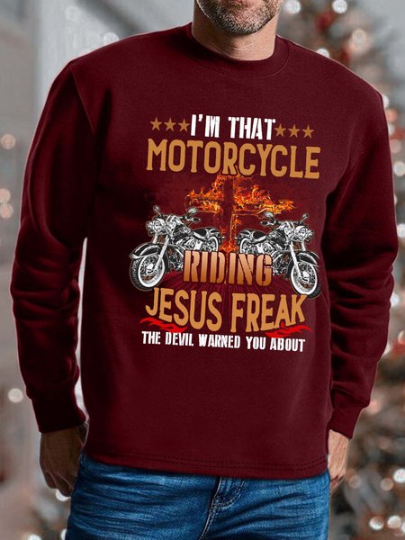

Men I’m That Motorcycle Riding Jesus Freak Crew Neck Regular Fit Sweatshirt, Red, Hoodies&Sweatshirts
