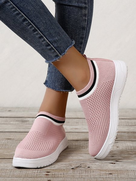 

Plus Size Slip On Flyknit Sneakers, Pink, Shoes