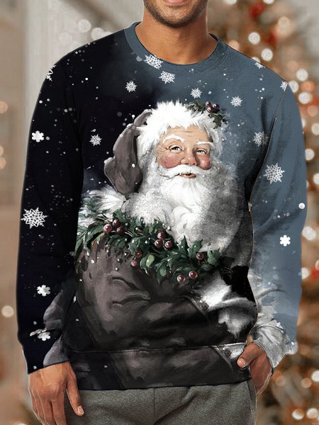 

Men's Merry Christmas Funny Santa Graphic Print Claus Casual Loose Sweatshirt, As picture, Hoodies&Sweatshirts