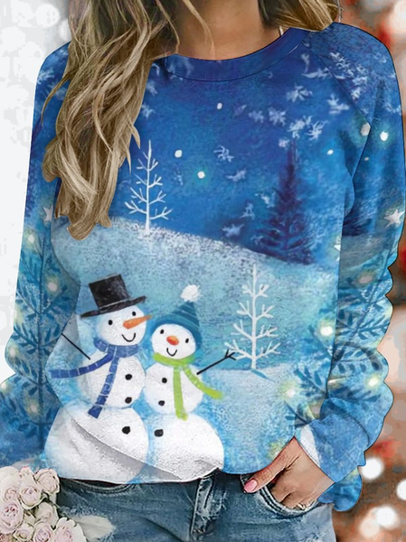 

Women Merry Christmas Casual Sweatshirt, Blue, Hoodies&Sweatshirts