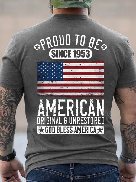 

American Flag USA Born In 1953 Built In The 50s Men Casual T-Shirt, Deep gray, T-shirts
