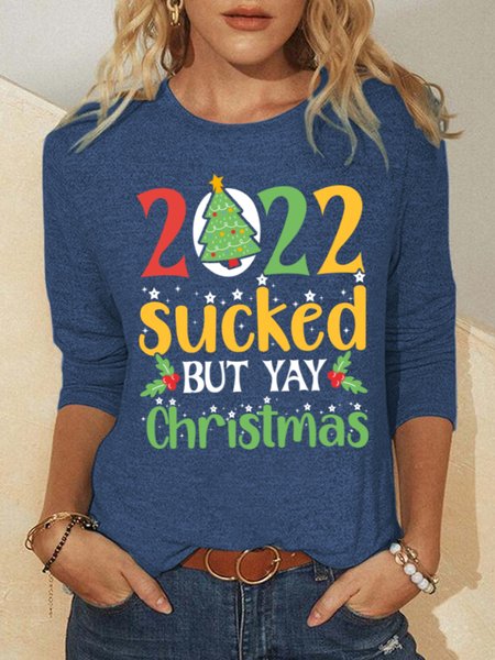Lilicloth X Jessanjony 2022 Sucked But Yay Christmas Women's Long Sleeve T-Shirt, Blue, Long sleeves