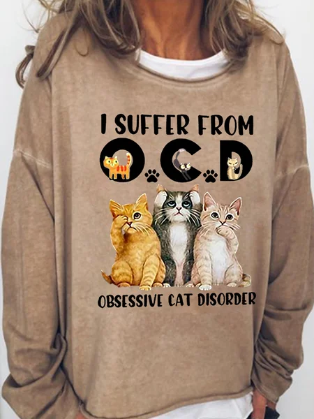 

I Suffer From Ocd Obsessive Cat Disorder Women's Cats Sweatshirt, Light brown, Hoodies&Sweatshirts