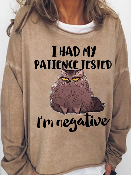 

I Had My Patience Tested I'm Negative Women's Cat Sweatshirt, Light brown, Hoodies&Sweatshirts